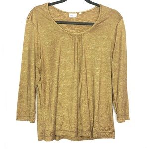 Prairie Cotton Gold Shimmer Top Blouse Size L